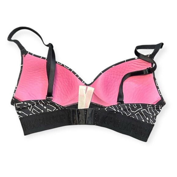 PINK VICTORIA’S SECRET Women’s Black White Logo Print Wear Everywhere Wireless L - Picture 2 of 5